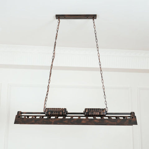 Industrial Steampunk Linear Chandelier for Kitchens, Bars, and Cafes