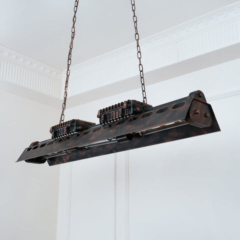 Industrial Steampunk Linear Chandelier for Kitchens, Bars, and Cafes