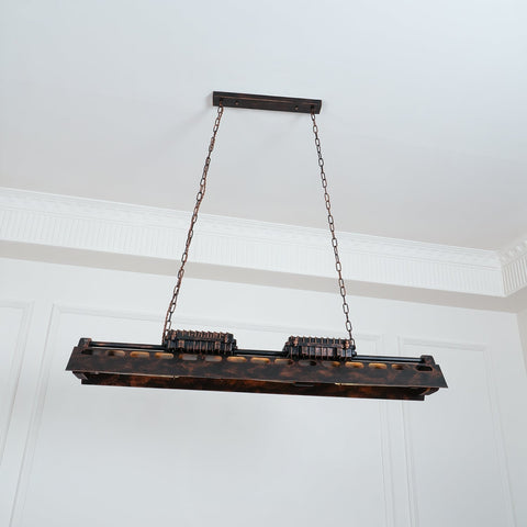 Industrial Steampunk Linear Chandelier for Kitchens, Bars, and Cafes