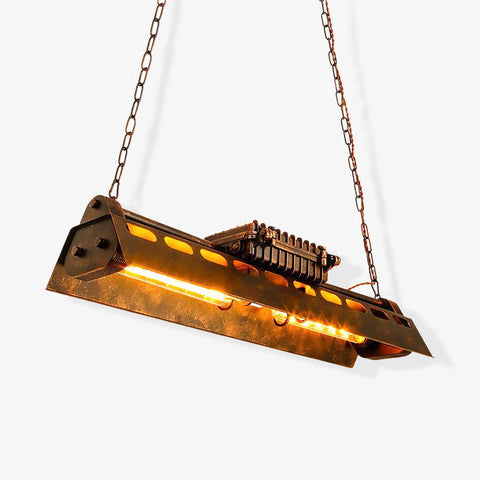 Industrial Steampunk Linear Chandelier for Kitchens, Bars, and Cafes