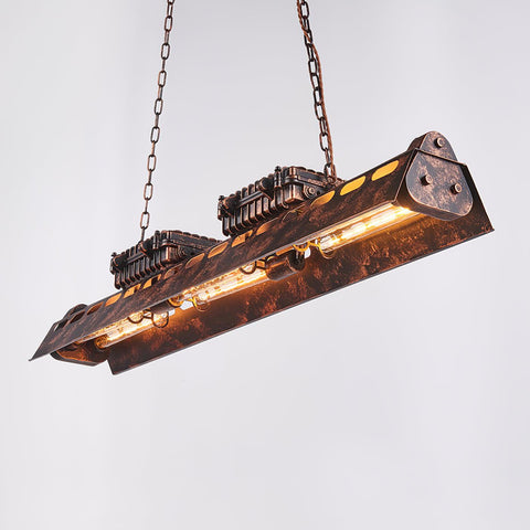 Industrial Steampunk Linear Chandelier for Kitchens, Bars, and Cafes