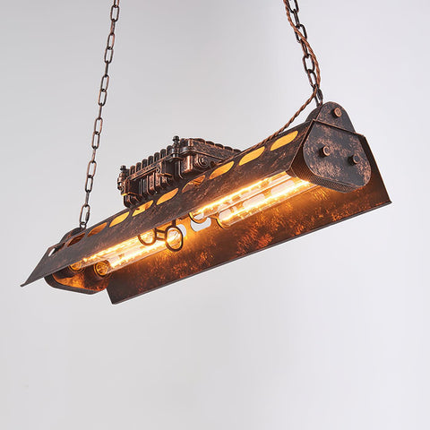 Industrial Steampunk Linear Chandelier for Kitchens, Bars, and Cafes