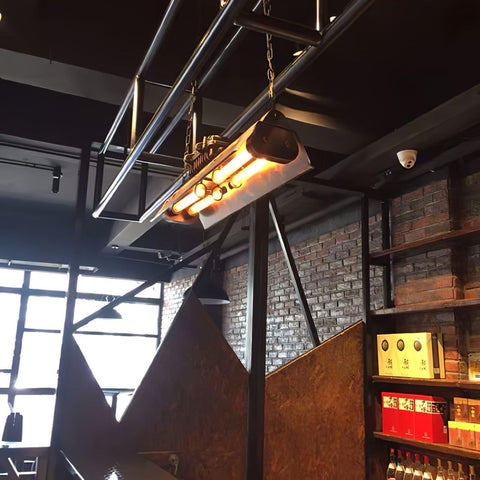 Industrial Steampunk Linear Chandelier for Kitchens, Bars, and Cafes