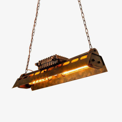 Industrial Steampunk Linear Chandelier for Kitchens, Bars, and Cafes