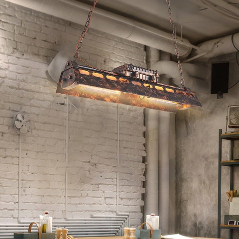 Industrial Steampunk Linear Chandelier for Kitchens, Bars, and Cafes