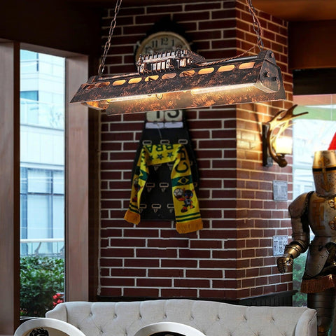 Industrial Steampunk Linear Chandelier for Kitchens, Bars, and Cafes