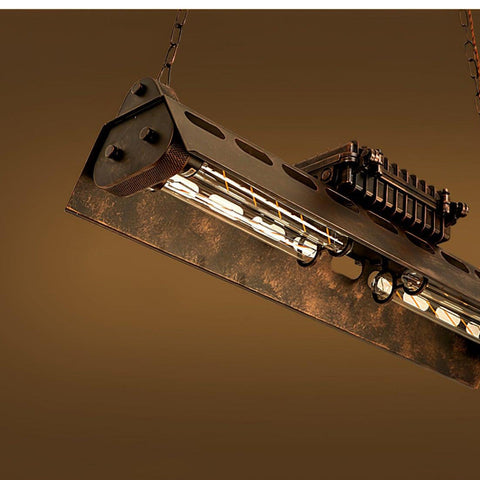Industrial Steampunk Linear Chandelier for Kitchens, Bars, and Cafes