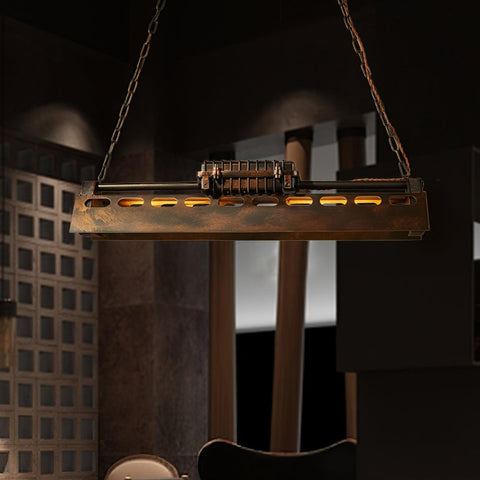 Industrial Steampunk Linear Chandelier for Kitchens, Bars, and Cafes