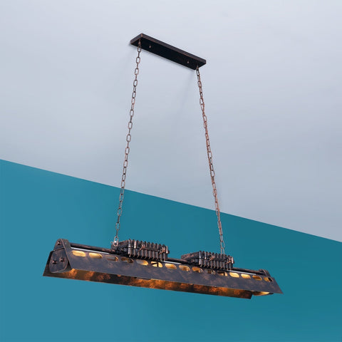 Industrial Steampunk Linear Chandelier for Kitchens, Bars, and Cafes