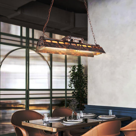 Industrial Steampunk Linear Chandelier for Kitchens, Bars, and Cafes