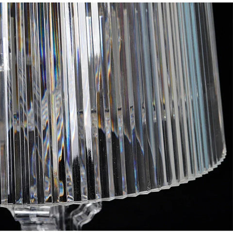 Baroque Style Table Lamp with Decorative Acrylic Base, Ribbed Shade and Adjustable Height for Indoor Lighting