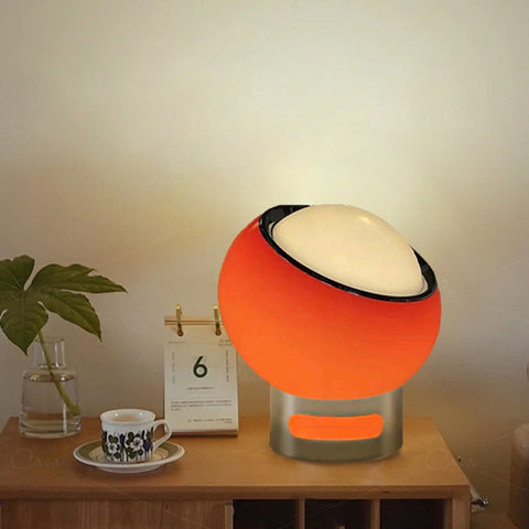 Minimalist Opal Glass LED Table Lamp with Stainless Steel Base and Rotary Switch