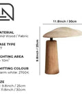 Mushroom-Shaped Wood Table Lamp with Fabric Shade — product view