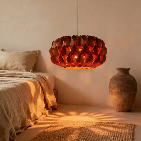 Japandi Wood Veneer Pendant Light