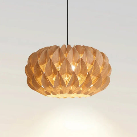 Japandi Wood Veneer Pendant Light