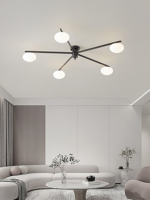 Jasper Low-Profile Ceiling Lamp with Opal Glass Globes