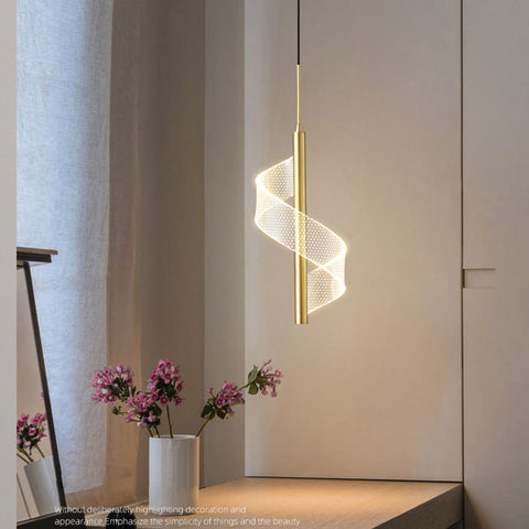 Twisted LED Pendant Light with Adjustable Suspension