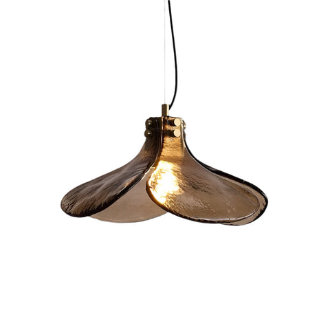 Amber Bloom Glass Pendant Light with Layered Petal Shade for Dining
