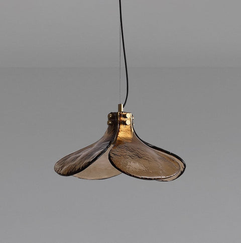Amber Bloom Glass Pendant Light with Layered Petal Shade for Dining
