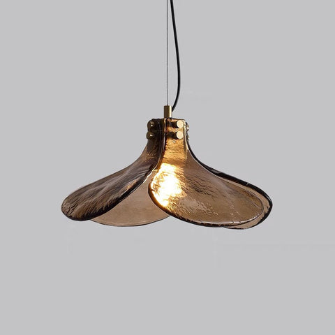 Amber Bloom Glass Pendant Light with Layered Petal Shade for Dining