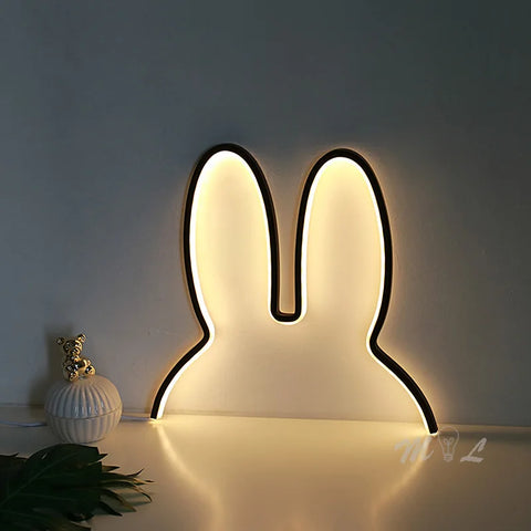 Bunny-Shaped LED Night Light with USB Power and Decorative Bedroom Design