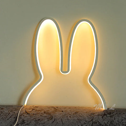 Bunny-Shaped LED Night Light with USB Power and Decorative Bedroom Design