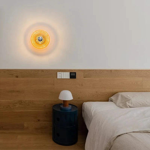 Ribbed Glass Wall Sconce with Retro Metal Mount — product view
