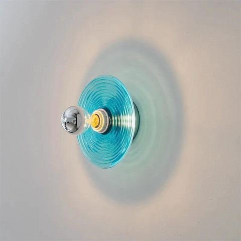 Ribbed Glass Wall Sconce with Retro Metal Mount — product view