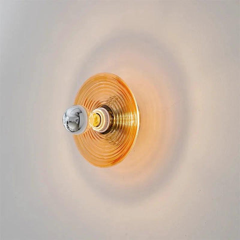 Ribbed Glass Wall Sconce with Retro Metal Mount — product view