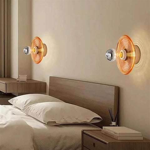 Ribbed Glass Wall Sconce with Retro Metal Mount — product view