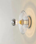 Ribbed Glass Wall Sconce with Retro Metal Mount — product view