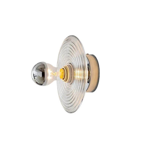 Ribbed Glass Wall Sconce with Retro Metal Mount — product view