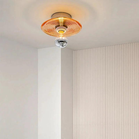 Ribbed Glass Wall Sconce with Retro Metal Mount — product view