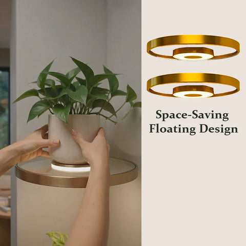 Floating LED Wall Shelf with Rechargeable Battery and Warm Ambient Lighting