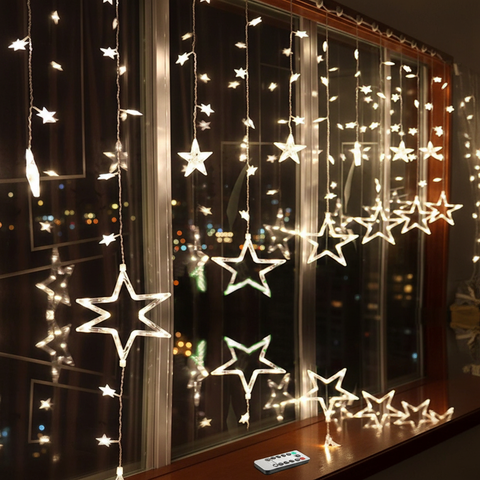 Star LED Curtain Lights with Button or Remote Control