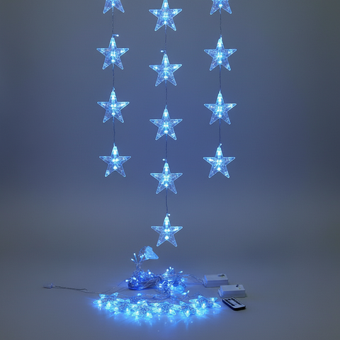 Star LED Curtain Lights with Button or Remote Control