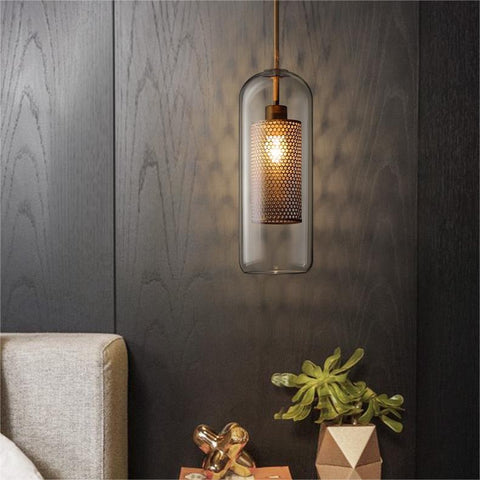 Glass Globe Cage Pendant Light for Kitchen Island and Dining Room