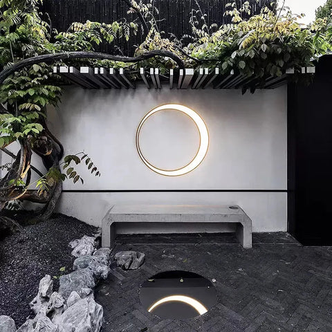 Modern Ring Outdoor Wall Light for Garden, Patio, and Entry Lighting