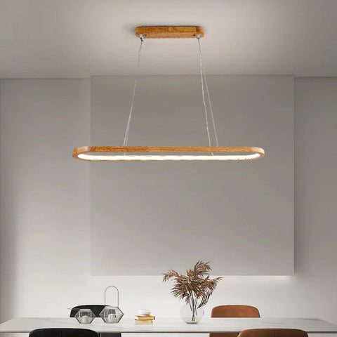 Oval Wood LED Pendant Light for Kitchen Islands and Dining Rooms