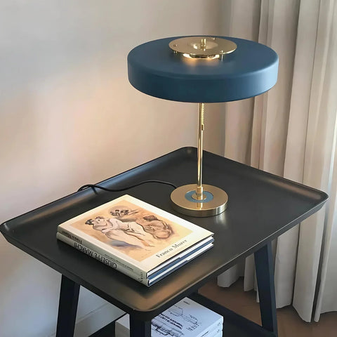 Table Lamp with Metal Drum Shade and Pull-Chain Switch