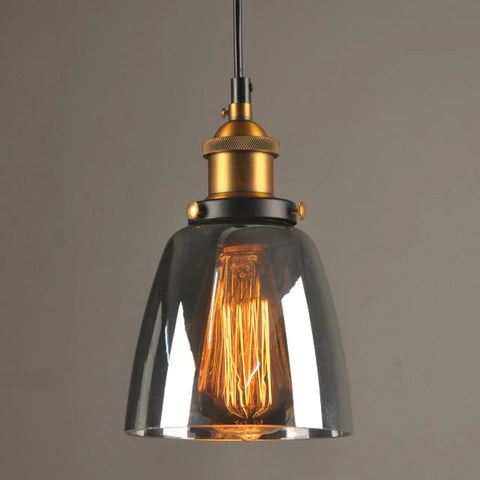Vintage Glass Pendant Light with Art Deco Form and Metal Fittings