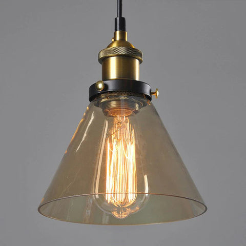 Vintage Glass Pendant Light with Art Deco Form and Metal Fittings