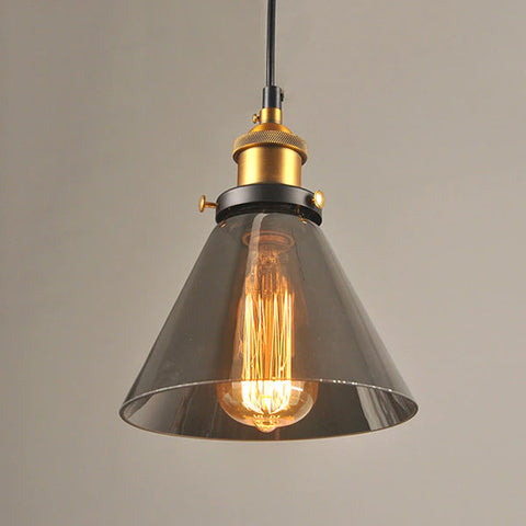 Vintage Glass Pendant Light with Art Deco Form and Metal Fittings
