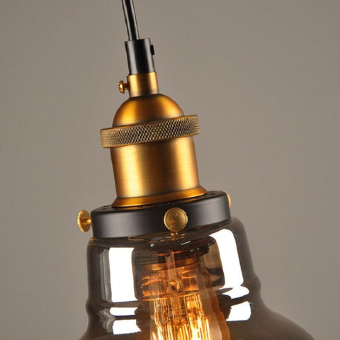 Vintage Glass Pendant Light with Art Deco Form and Metal Fittings