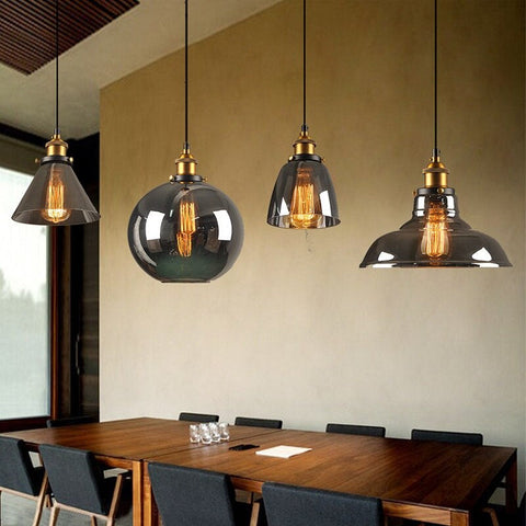 Vintage Glass Pendant Light with Art Deco Form and Metal Fittings