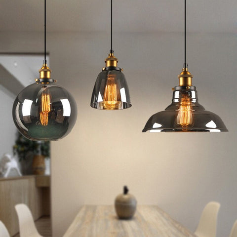 Vintage Glass Pendant Light with Art Deco Form and Metal Fittings