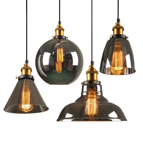 Vintage Glass Pendant Light with Art Deco Form and Metal Fittings
