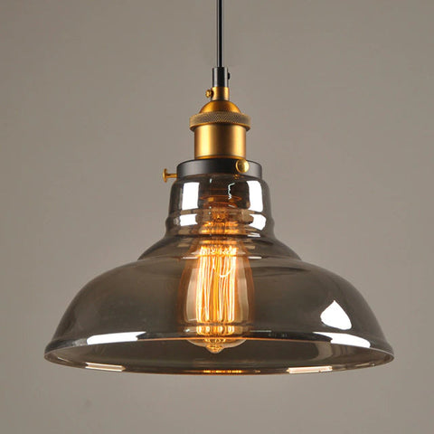 Vintage Glass Pendant Light with Art Deco Form and Metal Fittings
