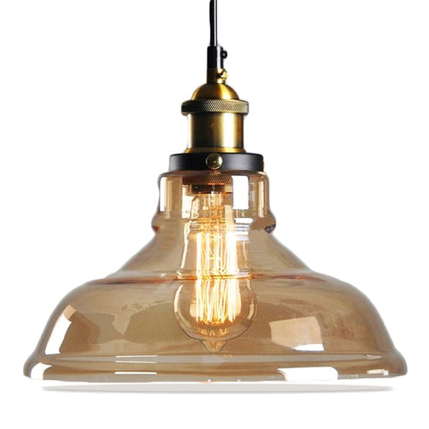 Vintage Glass Pendant Light with Art Deco Form and Metal Fittings