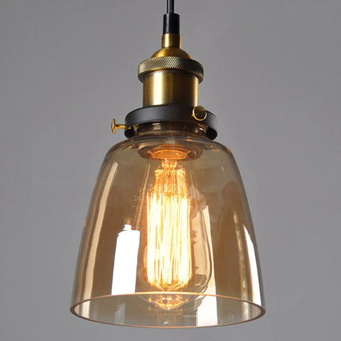 Vintage Glass Pendant Light with Art Deco Form and Metal Fittings